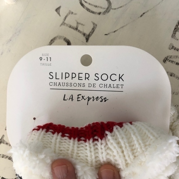 SLIPPER Socks, Fleece Lined, Silicone Non Slip Grips, Size 9-11, New With Tags - Picture 5 of 5